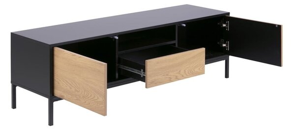 TV stolík v dekore duba v čierno-prírodnej farbe 140x45 cm Seaford – Actona