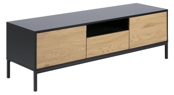 TV stolík v dekore duba v čierno-prírodnej farbe 140x45 cm Seaford – Actona
