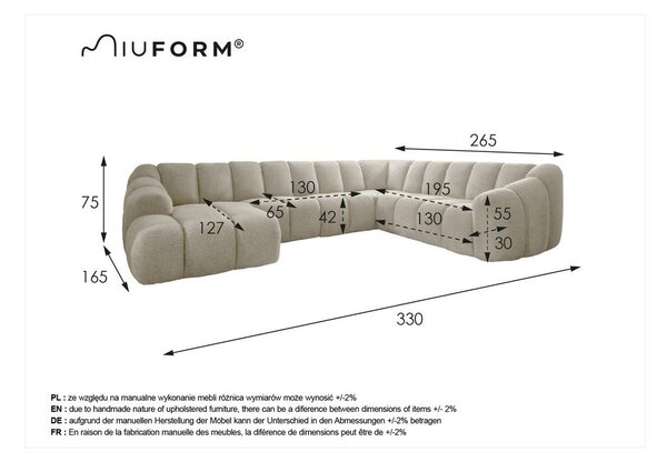 Terakotová rohová pohovka (pravý roh/do tvaru "U") Shell – Miuform