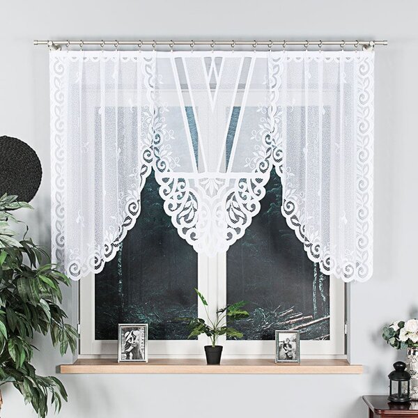 Biela žakarová záclona ROZALIA 250x120 cm