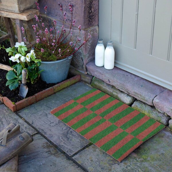 Rohožka z kokosového vlákna 40x60 cm Pink & Green Half Stripes – Artsy Doormats
