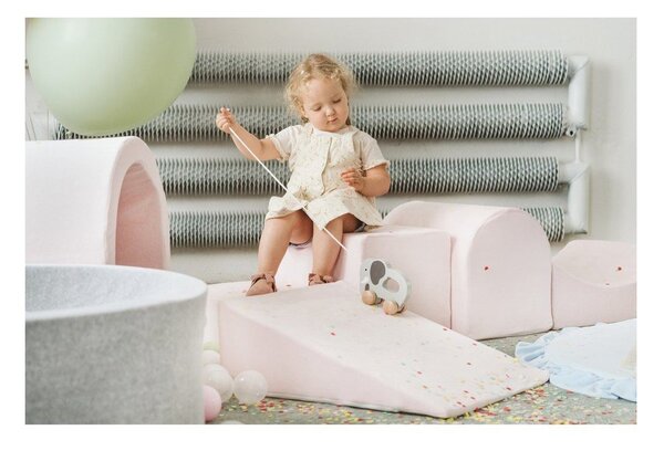 Sivé zamatové penové ihrisko 4 ks výška 30 cm 225x90 cm Montessori – Meowbaby