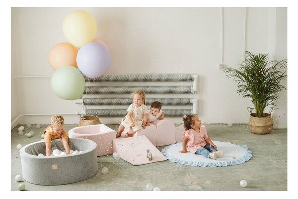 Sivé zamatové penové ihrisko 4 ks výška 30 cm 225x90 cm Montessori – Meowbaby