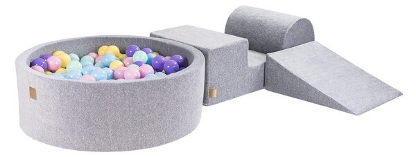 Sivé zamatové penové ihrisko 4 ks výška 30 cm 225x90 cm Montessori – Meowbaby