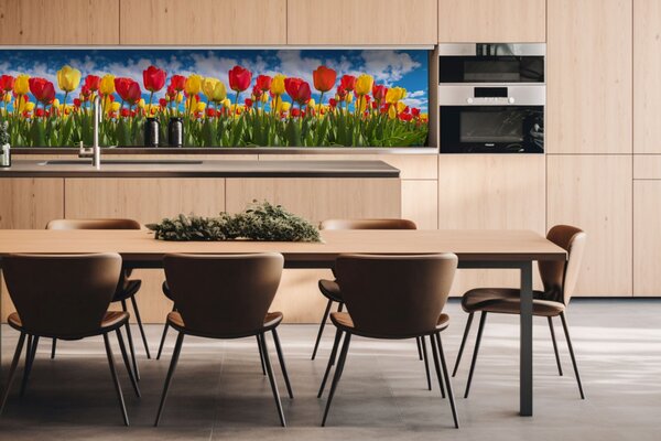 DIMEX | Dibond doska za kuchynskú linku | DBW-26060-131 Pole tulipánov | 260 x 60 cm