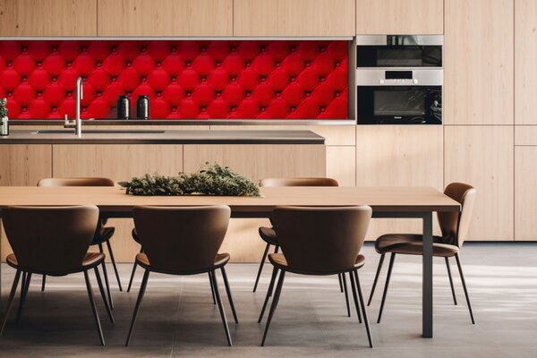 DIMEX | Dibond doska za kuchynskú linku | DBW-26060-070 Červený poťah | 260 x 60 cm