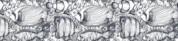 DIMEX | Dibond doska za kuchynskú linku | DBW-26060-183 Čiernobiele ryby | 260 x 60 cm
