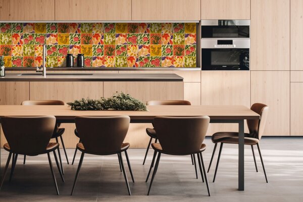 DIMEX | Dibond doska za kuchynskú linku | DBW-26060-166 Maľované kachličky | 260 x 60 cm