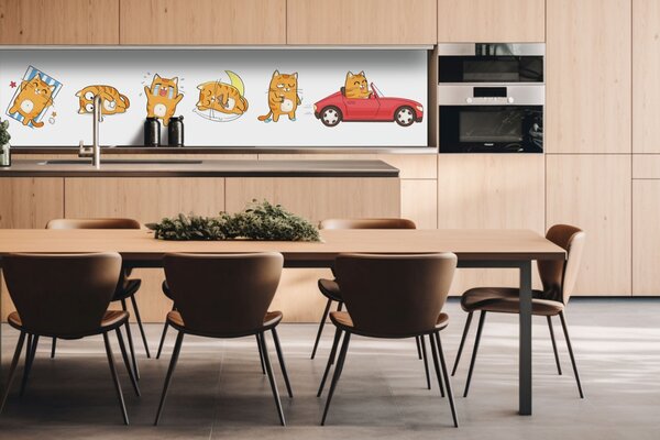DIMEX | Dibond doska za kuchynskú linku | DBW-26060-184 Mačacie emócie | 260 x 60 cm
