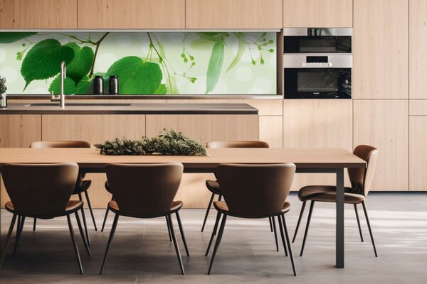 DIMEX | Dibond doska za kuchynskú linku | DBW-26060-010 Zelené listy | 260 x 60 cm