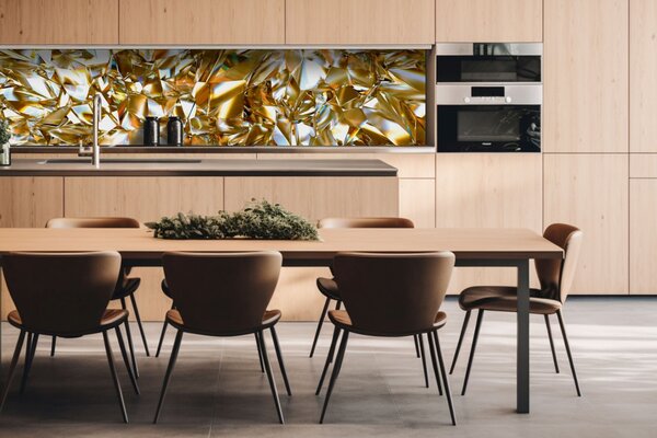 DIMEX | Dibond doska za kuchynskú linku | DBW-26060-072 Zlatý kryštál | 260 x 60 cm
