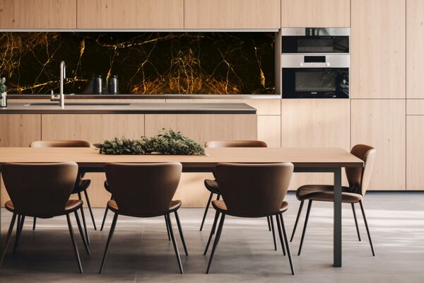 DIMEX | Dibond doska za kuchynskú linku | DBW-26060-279 Čiernozlatý mramor | 260 x 60 cm