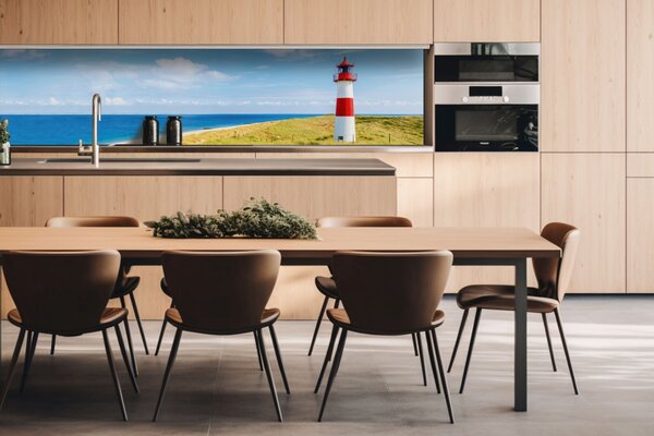 DIMEX | Dibond doska za kuchynskú linku | DBW-26060-119 Maják na pláži | 260 x 60 cm
