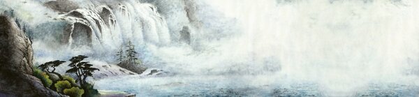 DIMEX | Dibond doska za kuchynskú linku | DBW-26060-190 Maľba vodopádu | 260 x 60 cm
