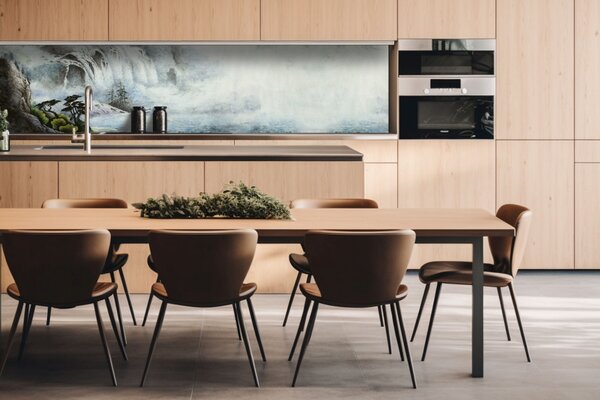 DIMEX | Dibond doska za kuchynskú linku | DBW-26060-190 Maľba vodopádu | 260 x 60 cm