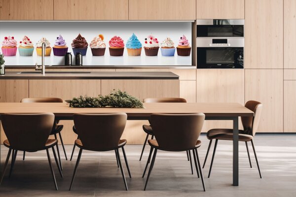 DIMEX | Dibond doska za kuchynskú linku | DBW-26060-232 Cupcaky | 260 x 60 cm