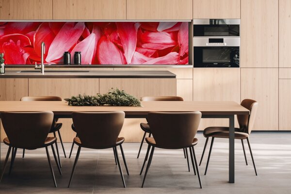 DIMEX | Dibond doska za kuchynskú linku | DBW-26060-056 Červené okvetné lístky | 260 x 60 cm