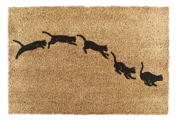 Rohožka z kokosového vlákna 40x60 cm Jumping Cats – Artsy Doormats
