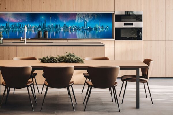 DIMEX | Dibond doska za kuchynskú linku | DBW-26060-036 Mesto budúcnosti | 260 x 60 cm