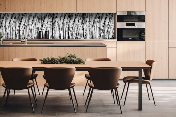 DIMEX | Dibond doska za kuchynskú linku | DBW-26060-137 Čiernobiela tráva | 260 x 60 cm
