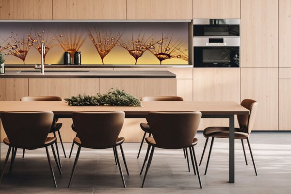 DIMEX | Dibond doska za kuchynskú linku | DBW-26060-121 Kvapky na púpave | 260 x 60 cm