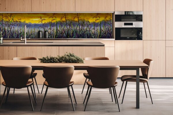 DIMEX | Dibond doska za kuchynskú linku | DBW-26060-210 Denimová maľba lúčnej trávy | 260 x 60 cm