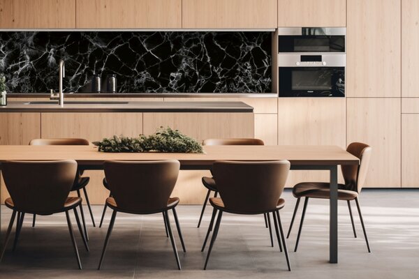 DIMEX | Dibond doska za kuchynskú linku | DBW-26060-155 Čierny mramor | 260 x 60 cm