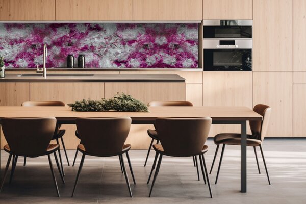 DIMEX | Dibond doska za kuchynskú linku | DBW-26060-284 Abstraktná fialová maľba | 260 x 60 cm