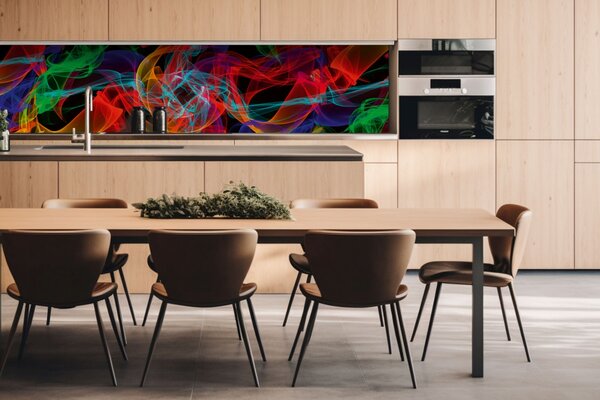 DIMEX | Dibond doska za kuchynskú linku | DBW-26060-018 Farebné linky | 260 x 60 cm