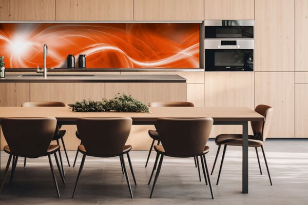 DIMEX | Dibond doska za kuchynskú linku | DBW-26060-037 Oranžový abstrakt | 260 x 60 cm