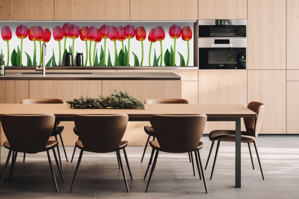 DIMEX | Dibond doska za kuchynskú linku | DBW-26060-058 Tulipány | 260 x 60 cm