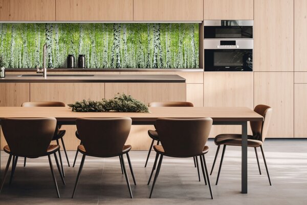 DIMEX | Dibond doska za kuchynskú linku | DBW-26060-193 Jarný brezový háj | 260 x 60 cm