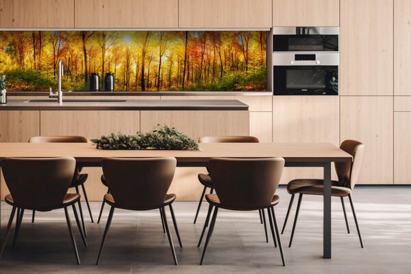 DIMEX | Dibond doska za kuchynskú linku | DBW-26060-084 Slnečný les | 260 x 60 cm