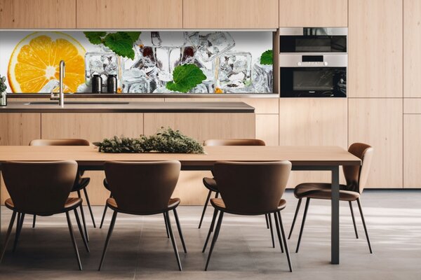 DIMEX | Dibond doska za kuchynskú linku | DBW-26060-023 Citrón a ľad | 260 x 60 cm