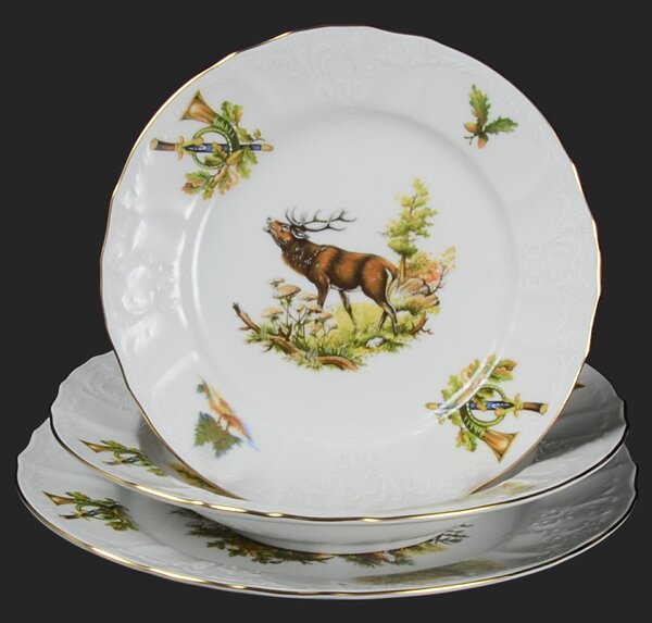 BERNADOTTE poľovník - sada porcelánových tanierov pre 6os