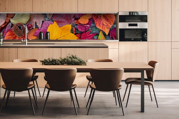 DIMEX | Dibond doska za kuchynskú linku | DBW-26060-047 Jesenné lístie | 260 x 60 cm