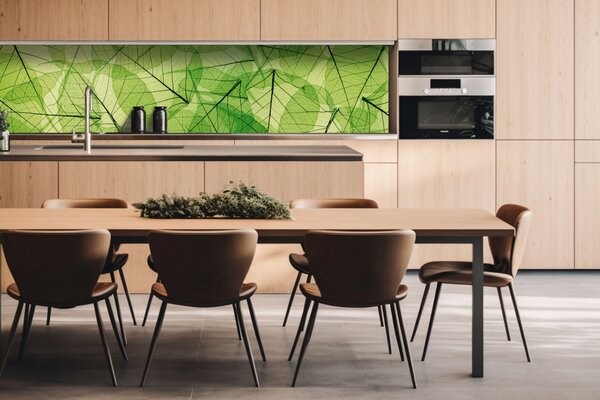 DIMEX | Dibond doska za kuchynskú linku | DBW-26060-048 Žilky listov | 260 x 60 cm