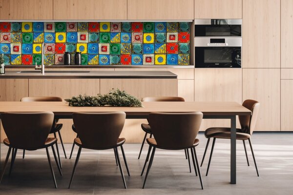 DIMEX | Dibond doska za kuchynskú linku | DBW-26060-107 Lisabonské kachličky | 260 x 60 cm