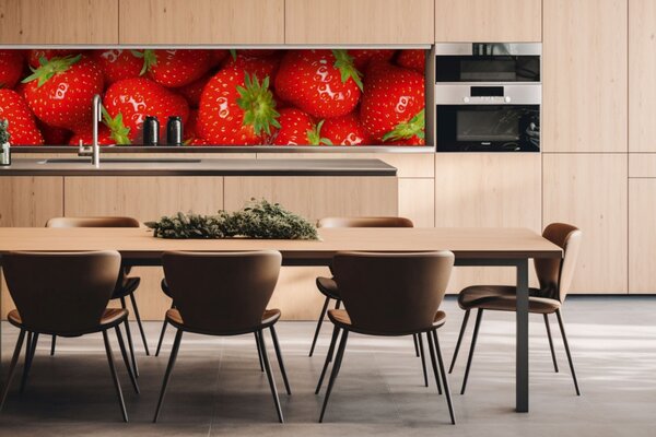 DIMEX | Dibond doska za kuchynskú linku | DBW-26060-025 Jahody | 260 x 60 cm