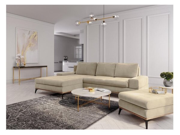 Béžová rozkladacia rohová pohovka Windsor & Co Sofas Planet, ľavý roh