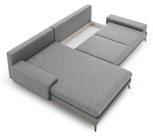 Sivá rozkladacia rohová pohovka Windsor & Co Sofas Planet, ľavý roh