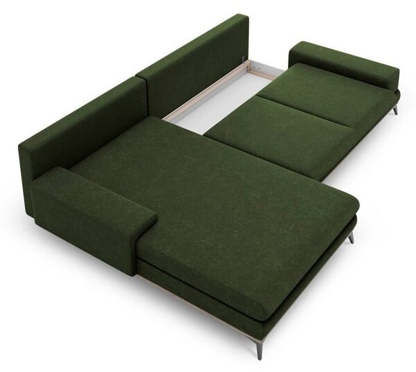 Tmavozelená rozkladacia rohová pohovka Windsor & Co Sofas Planet, ľavý roh