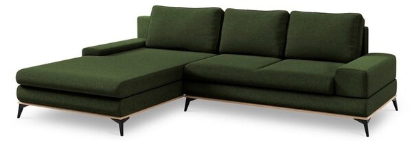 Tmavozelená rozkladacia rohová pohovka Windsor & Co Sofas Planet, ľavý roh