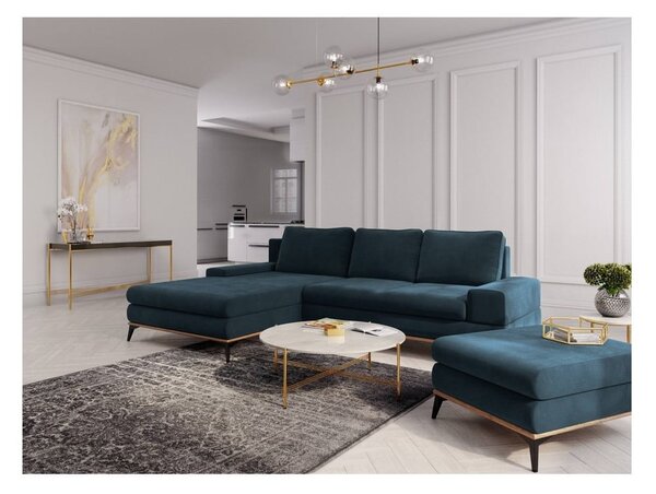 Petrolejovomodrá rozkladacia rohová pohovka Windsor & Co Sofas Planet, ľavý roh