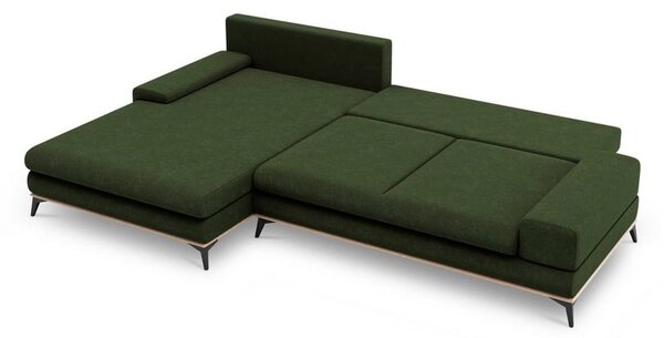Tmavozelená rozkladacia rohová pohovka Windsor & Co Sofas Planet, ľavý roh