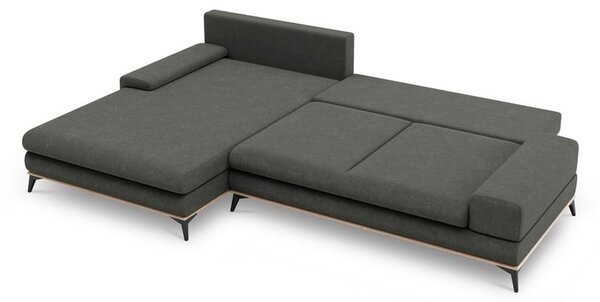 Tmavosivá rozkladacia rohová pohovka Windsor & Co Sofas Planet, ľavý roh