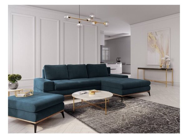 Petrolejovomodrá rozkladacia rohová pohovka Windsor & Co Sofas Planet, pravý roh