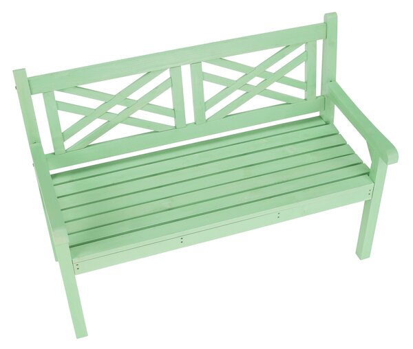 KONDELA Drevená záhradná lavička, neo mint, 124 cm, FABLA