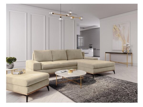 Béžová rozkladacia rohová pohovka Windsor & Co Sofas Planet, pravý roh