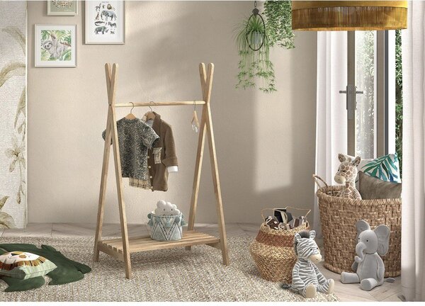 Detský vešiak z dubového dreva v prírodnej farbe 74x132 cm Forrest – Vipack